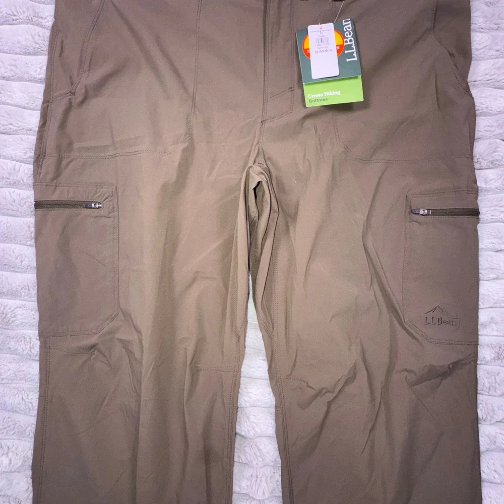 L.L.Bean Cresta Hiking Pants Mens‎ 38x29 Stretch Dark Cinder Tan Utility UPF 50+